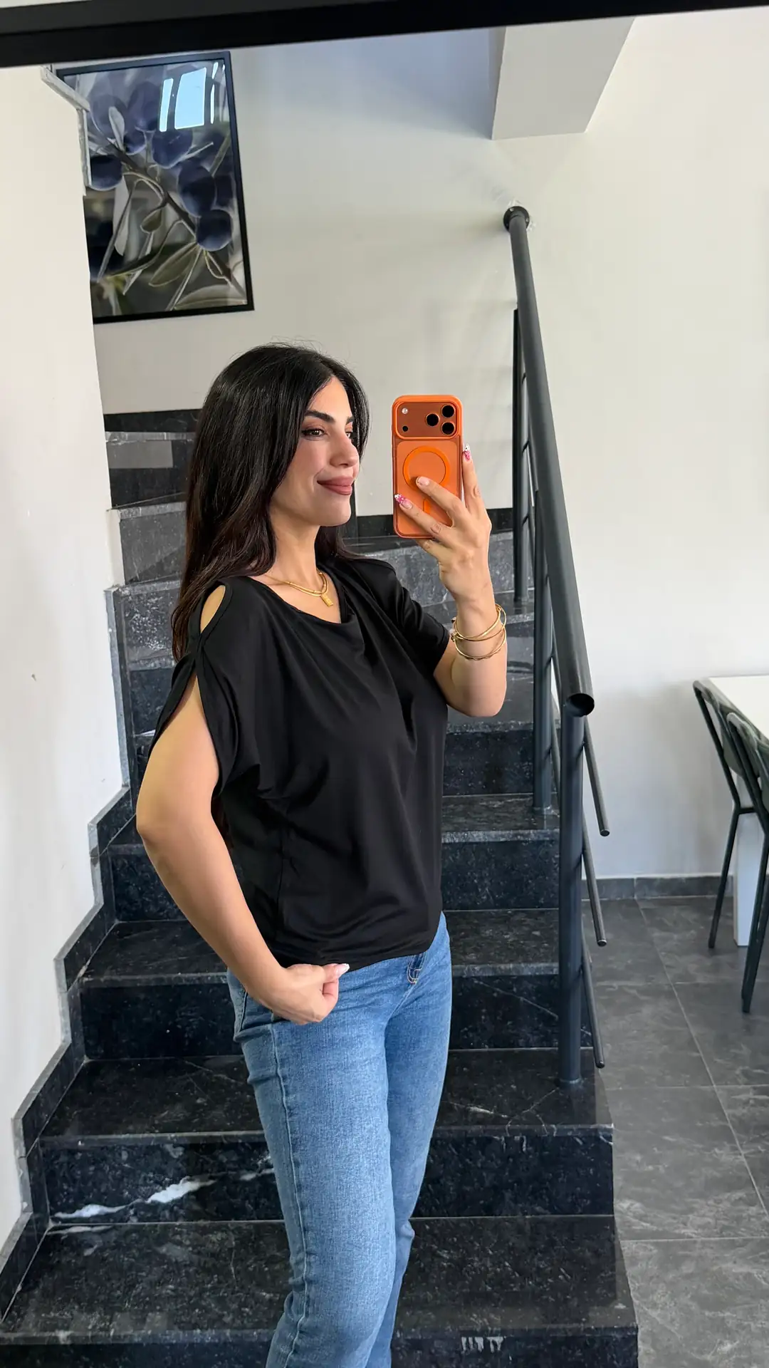 Rias Siyah Omuz Dekolteli Basic Bluz - Siyah