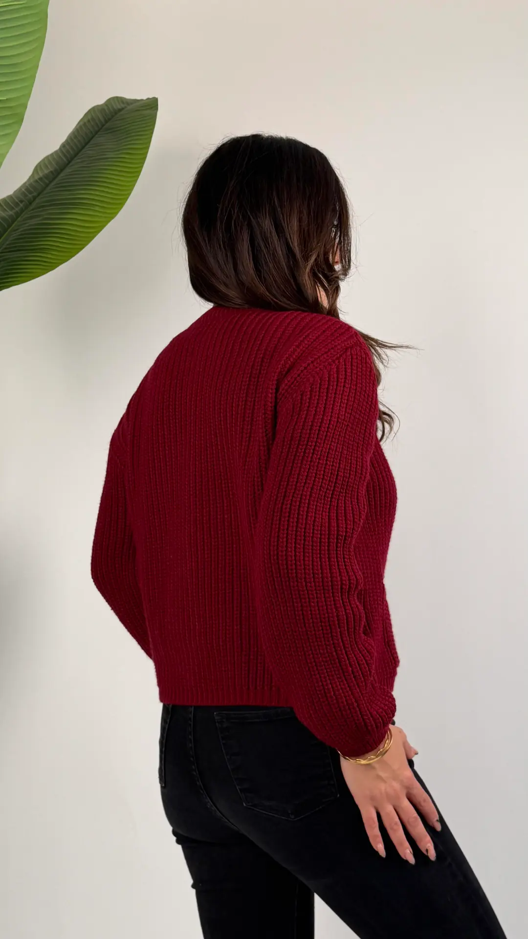 Duci Bordo Gold Düğmeli Pinterest Hırka