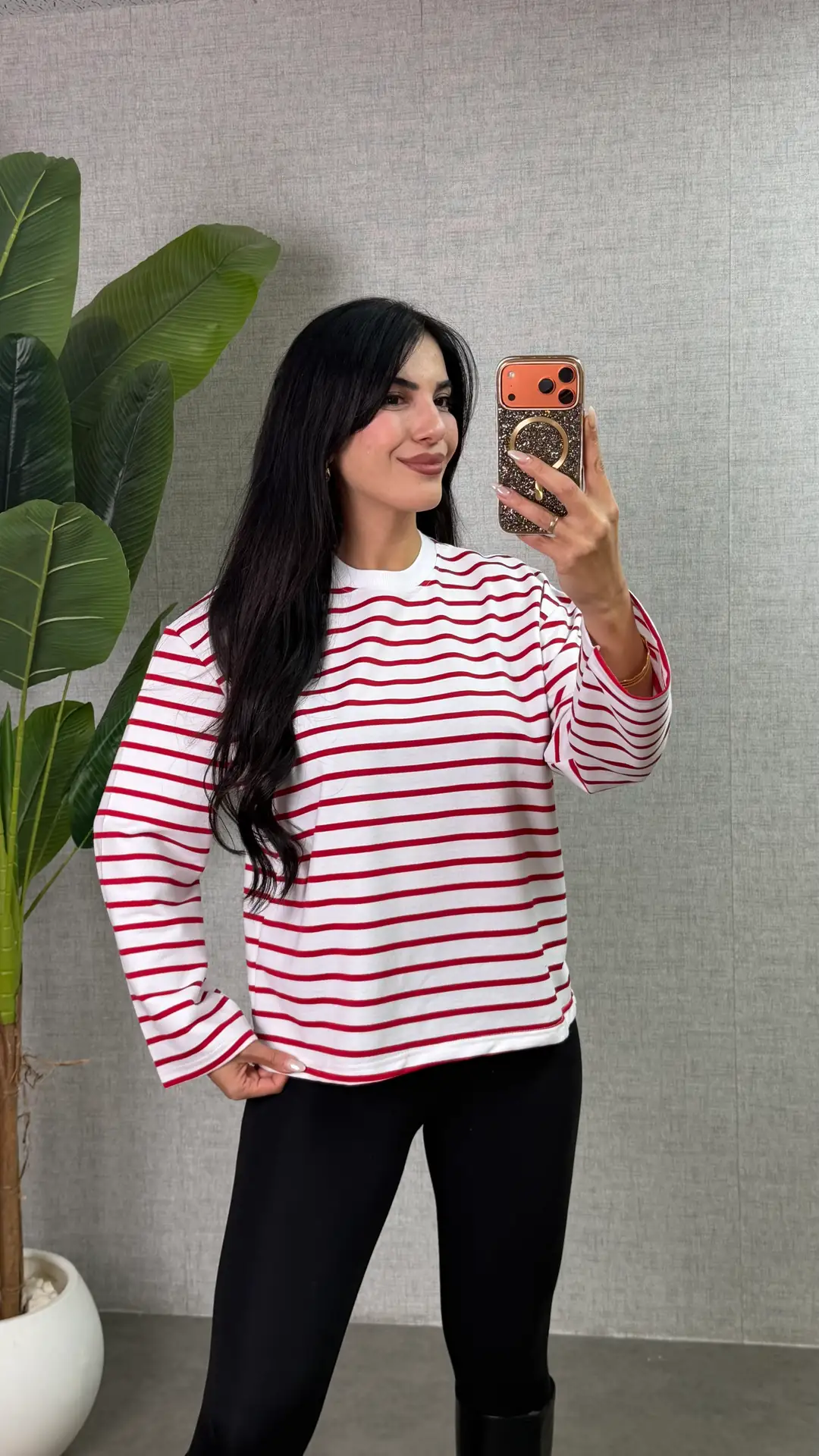 Poppy İki İplik Çizgili Sweatshirt - Beyaz